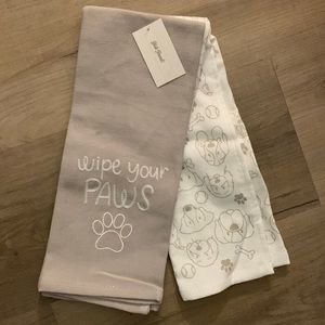 Wipe your paws dish towel set in gray/white